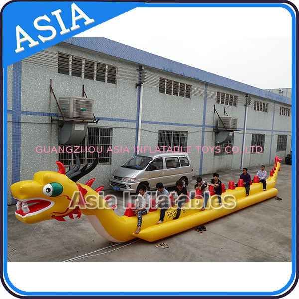 Yellow Dragon Banana Shaped Inflatable Boats 12 Person Water Sport Games For Adult