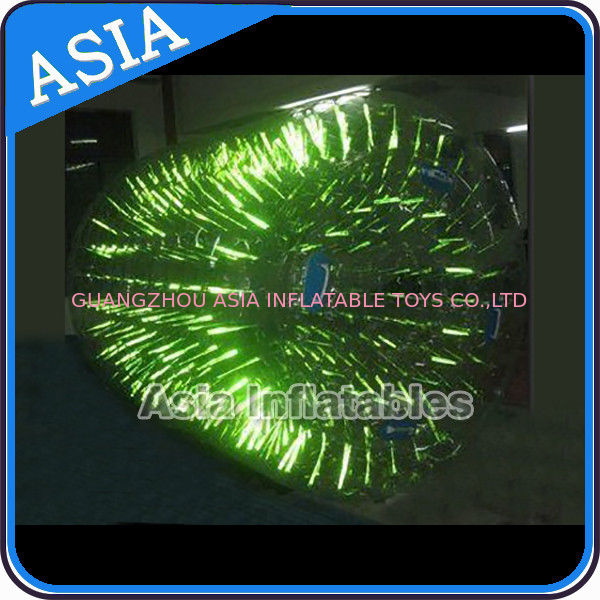 2015 colorful luminous inflatable water roller with shiny light